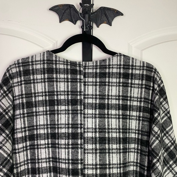 Riah Fashion Goth Cardigan Bat Wing Sleeve open front Black & Gray Plaid XL - Picture 4 of 11